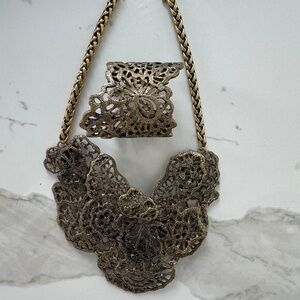 Ann Taylor Lattice Necklace and Cuff Set